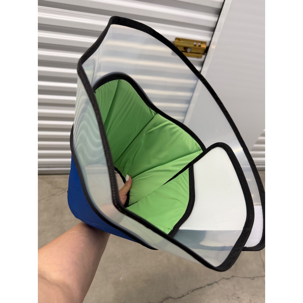 XL Pet Recovery Elizabethan Collar Soft Padded Blue Green Clear Plastic Cone